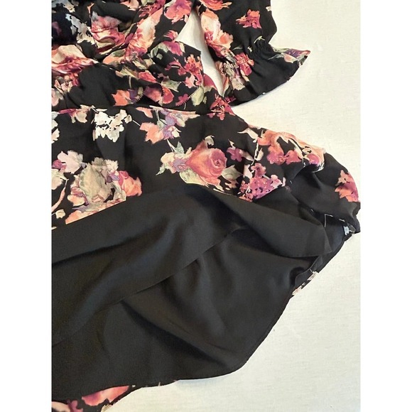 Joie Sz S Joada Floral Dress Caviar Long Sleeved‎ Mini Feminine Coquette Party - Picture 7 of 10